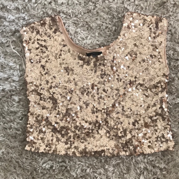 Rose Gold sequin crop - Picture 2 of 3